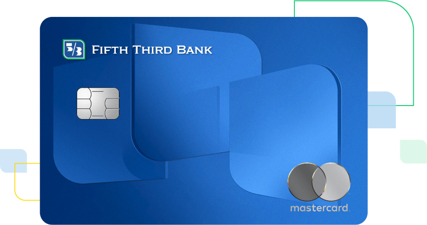 Close up view of a blue 1.67% Cash/Back Card from Fifth Third Bank.