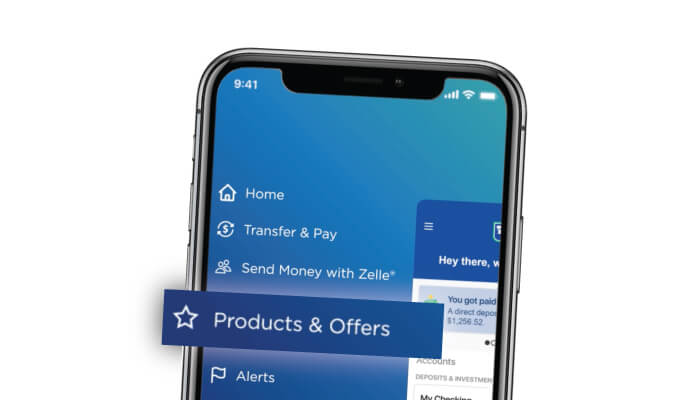 Close up view of the Product & Offers section in the Fifth Third mobile app.