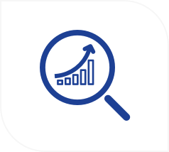 Magnifying glass around a graph showing growth representing Insights.