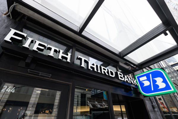 Fifth Third Bank downtown branch exterior with perspective