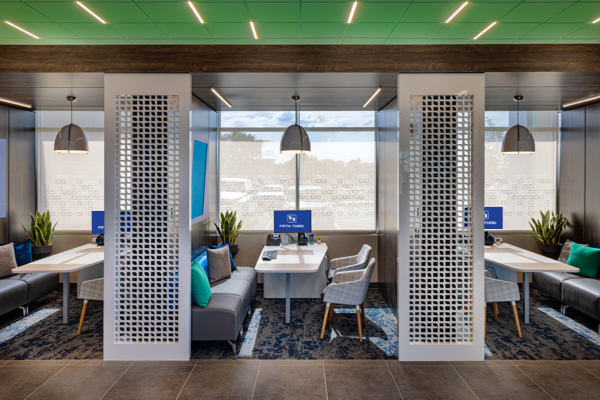 Fifth Third Bank branch offers multiple seating options with space for private conversations