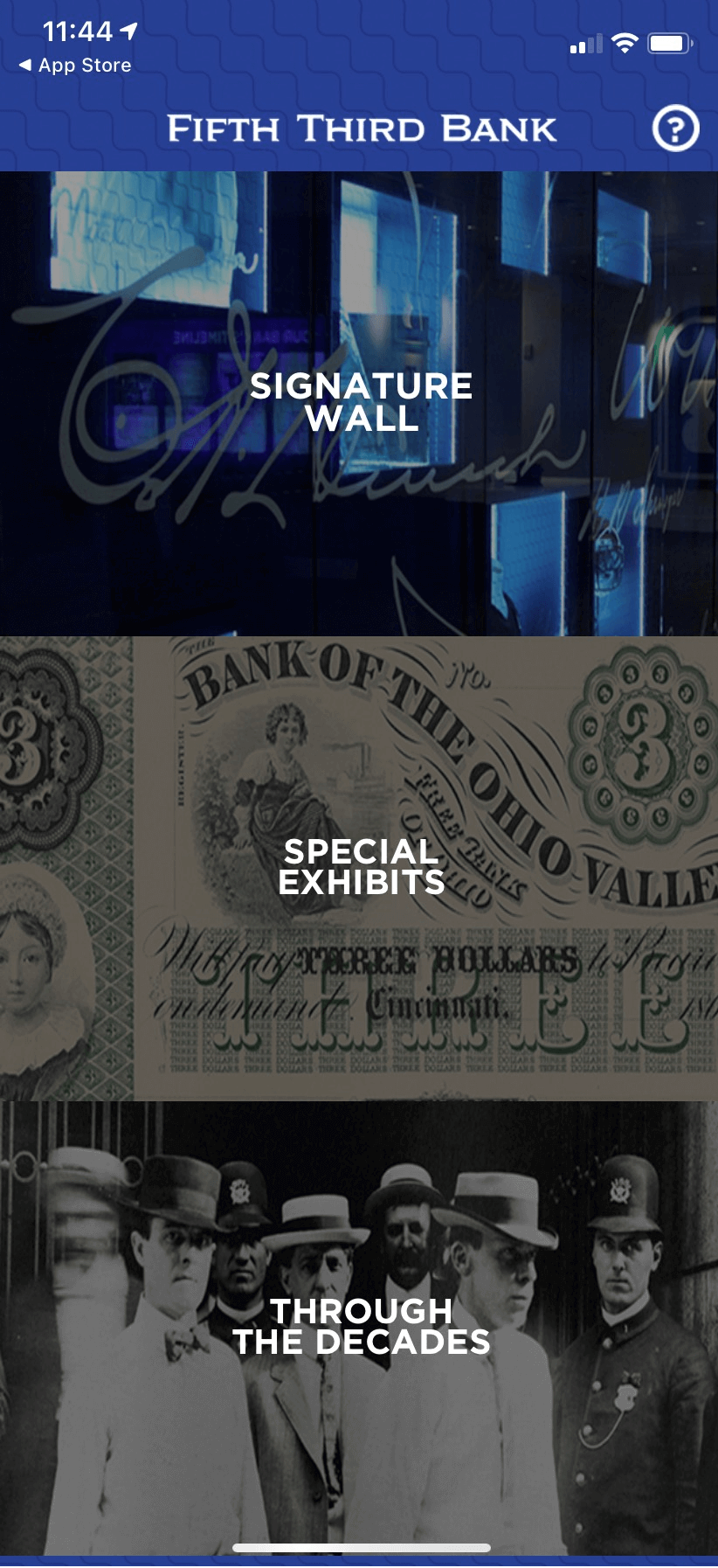 Screenshot of the Fifth Third Museum App