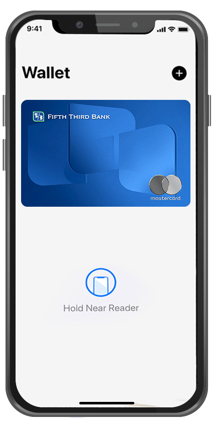 Apple Pay app on angled iPhone.