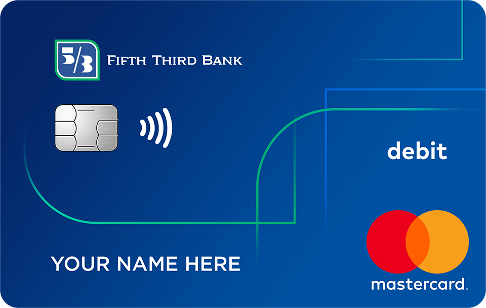 A blue Debit Contactless Card from Fifth Third Bank.