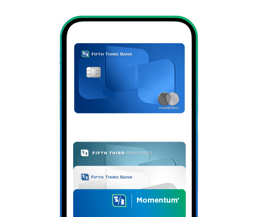 Screenshot of digital wallet apps for Fifth Third Bank cards.